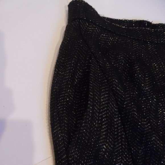 Maje France pleated black & gold tiered raw-edge Wool Blend Pockets Mini Skirt - Picture 5 of 7